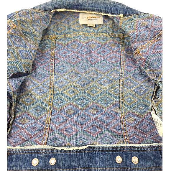 Pilcro and the Letterpress | Blue Jean Jacket w/Aztec Print | Size XXSP (00P) - Picture 2 of 6